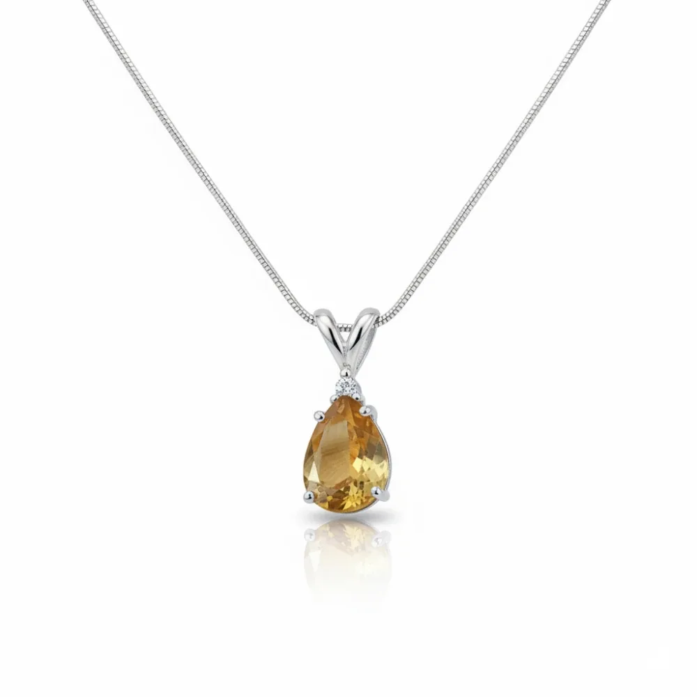 Citrine Classic Teardrop Pendant